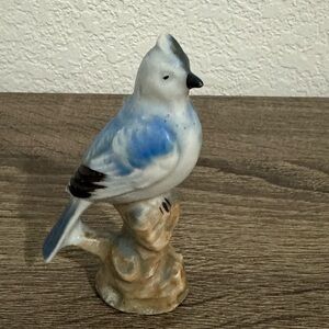 Vintage Porcelain Blue Jay Figurine Made In Japan 3 1/2 inch.